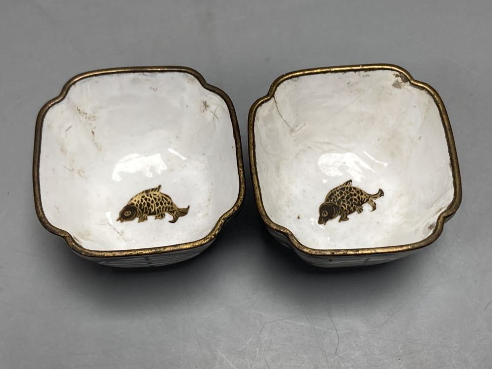 A set of six Chinese Canton enamel tea cups, 18th century